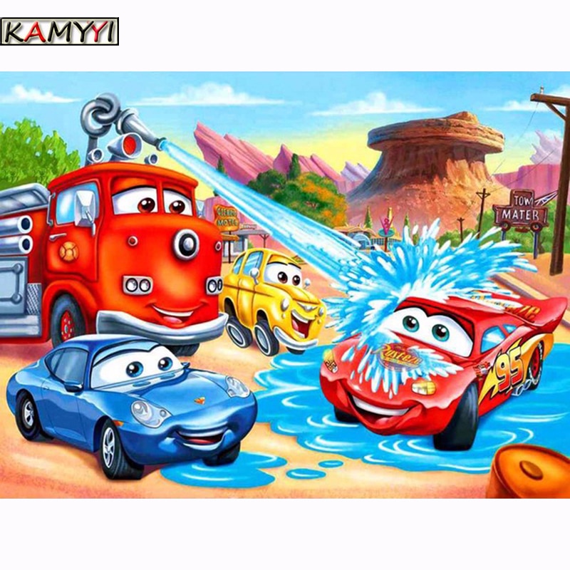 DIY 5D Diamond Painting Cartoon Water Cars Kit