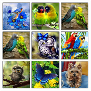 5D Diamond Painting Cartoon Animal Parrot Owl Bird